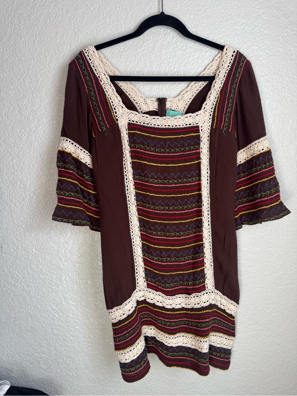 Brown dress with color details